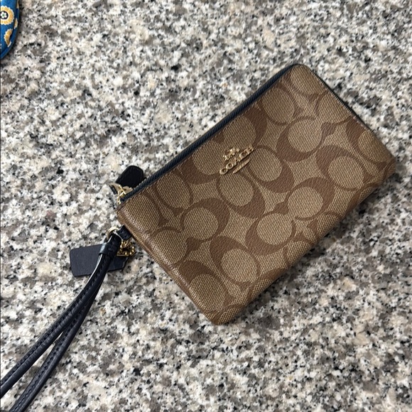 Coach Signature Brown Wristlet - Picture 1 of 5